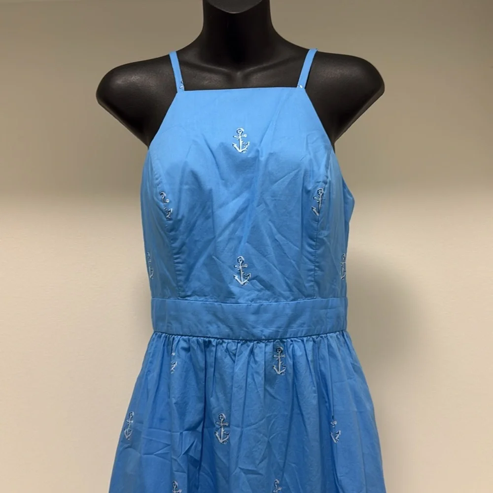 Lilly Pulitzer Charlese Cotton Halter Midi Dress Lunar Blue Womens Size 0 - Picture 2 of 15